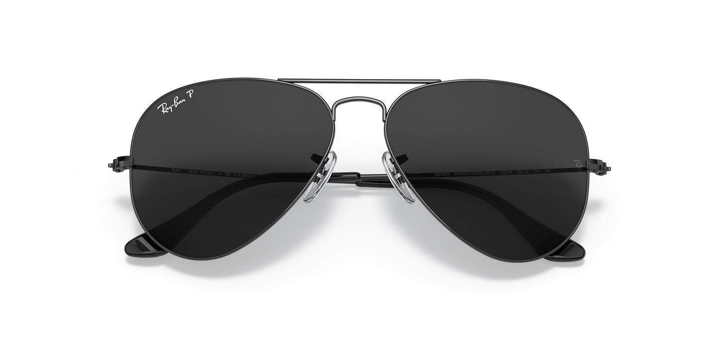 RAY-BAN AVIATOR LARGE METAL SUNGLASSES TOTAL BLACK w/ BLACK