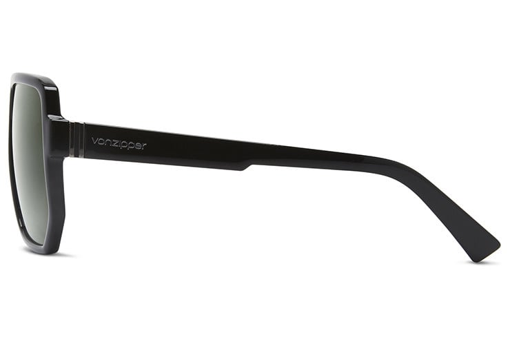 VONZIPPER ROLLER BLACK GLOSS SUNGLASSES w/ VINTAGE GRY LENS