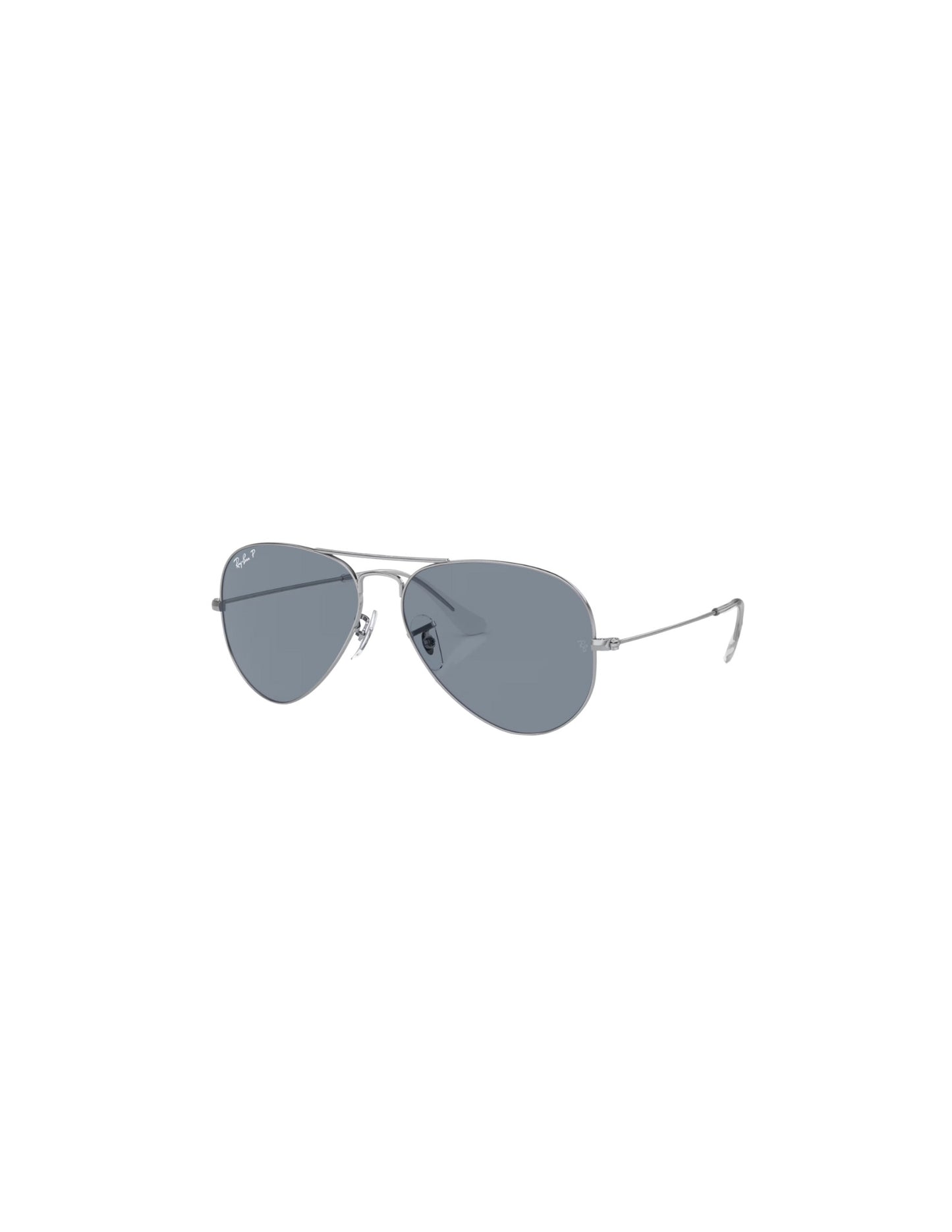 RAY-BAN AVIATOR LARGE METAL SUNGLASSES SLVR w/ PLR BLUE