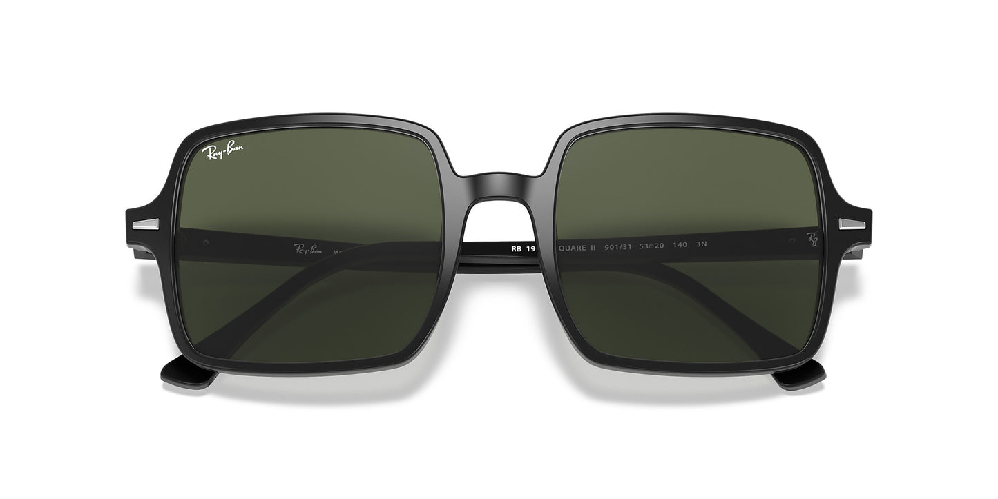RAY-BAN SQUARE II SUNGLASSES BLACK w/ G-15 GRN
