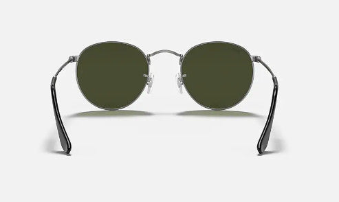 RAY-BAN ROUND METAL SUNGLASSES MATTE GUNMETAL w/ G-15 GREEN
