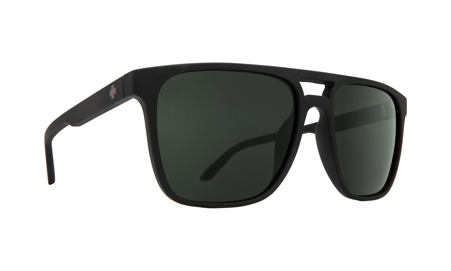 SPY CZAR SOFT MATTE BLACK SUNGLASSES w/ HAPPY GRY GRN