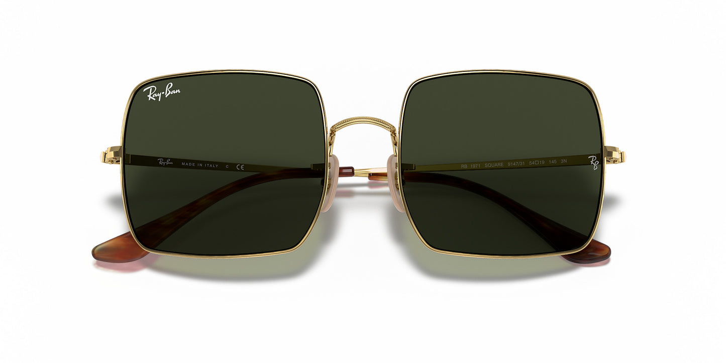 RAY-BAN SQUARE 1971 SUNGLASSES GOLD w/ G-15 GRN