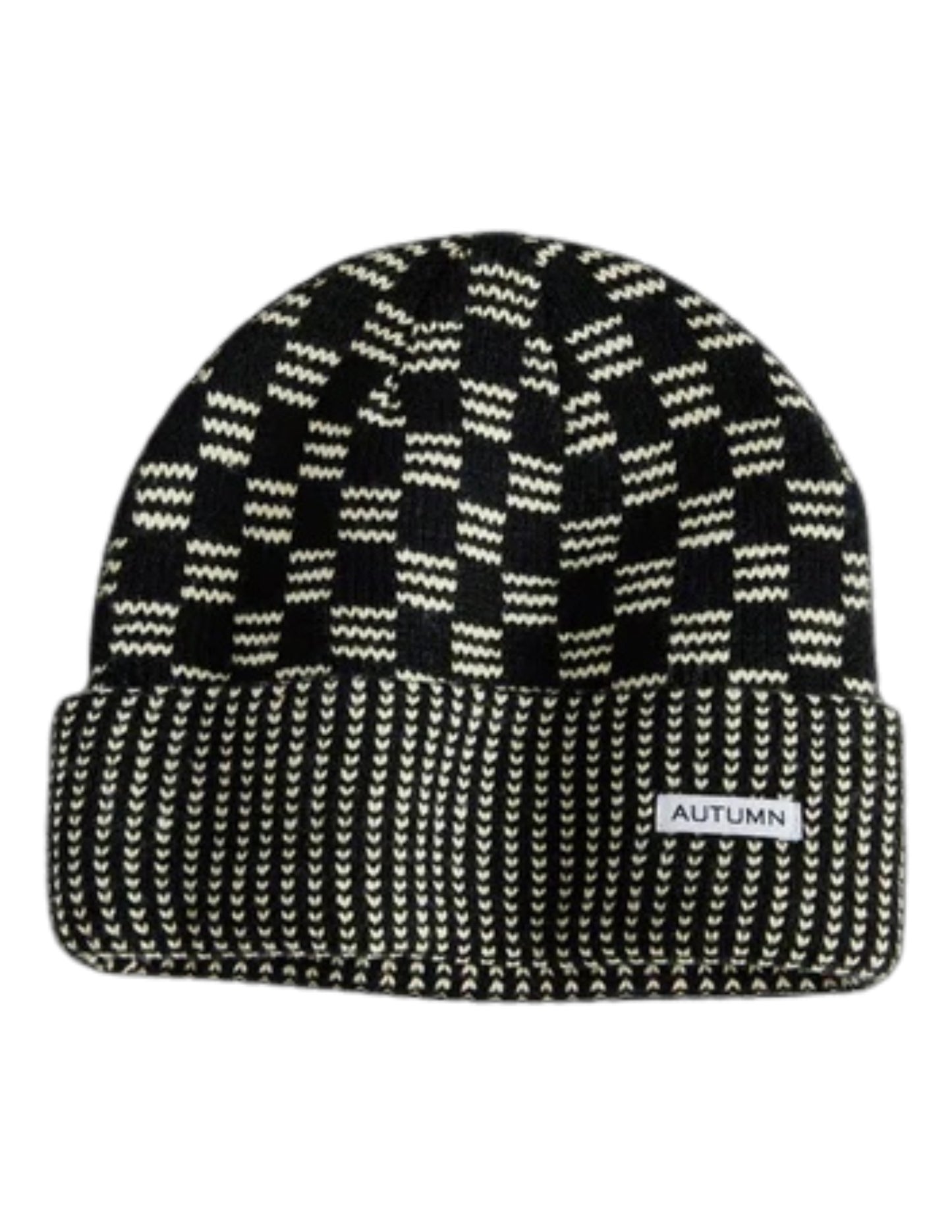 2025 AUTUMN SELECT SQUARED BEANIE BLACK NATURAL