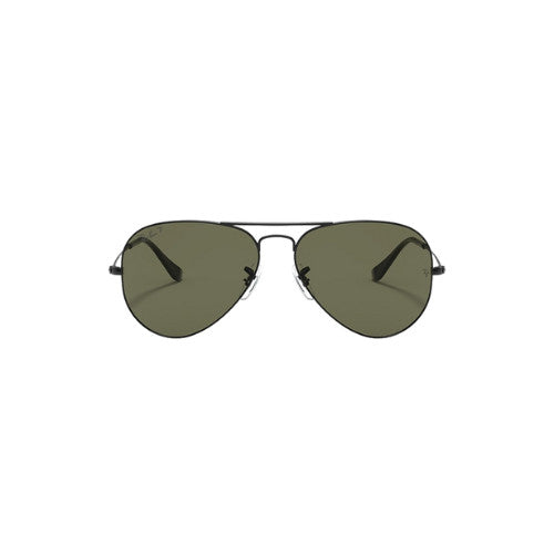RAY-BAN RB3025 AVIATOR LARGE METAL SUNGLASSES BLACK w/ G-15 GREEN