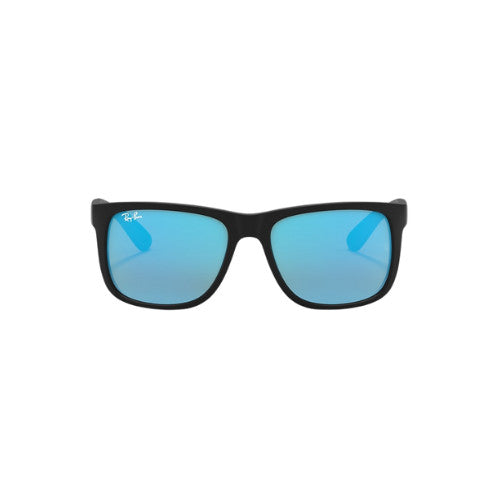 RAY-BAN JUSTIN SUNGLASSES RUBBER BLACK w/ BLUE FLASH