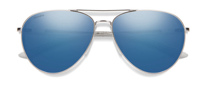 SMITH LAYBACK SILVER SUNGLASSES w/ CP PLR BLUE MIR