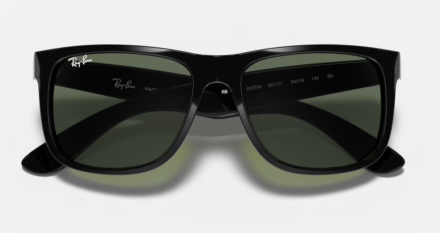 RAY-BAN JUSTIN SUNGLASSES BLACK w/ DARK GRN