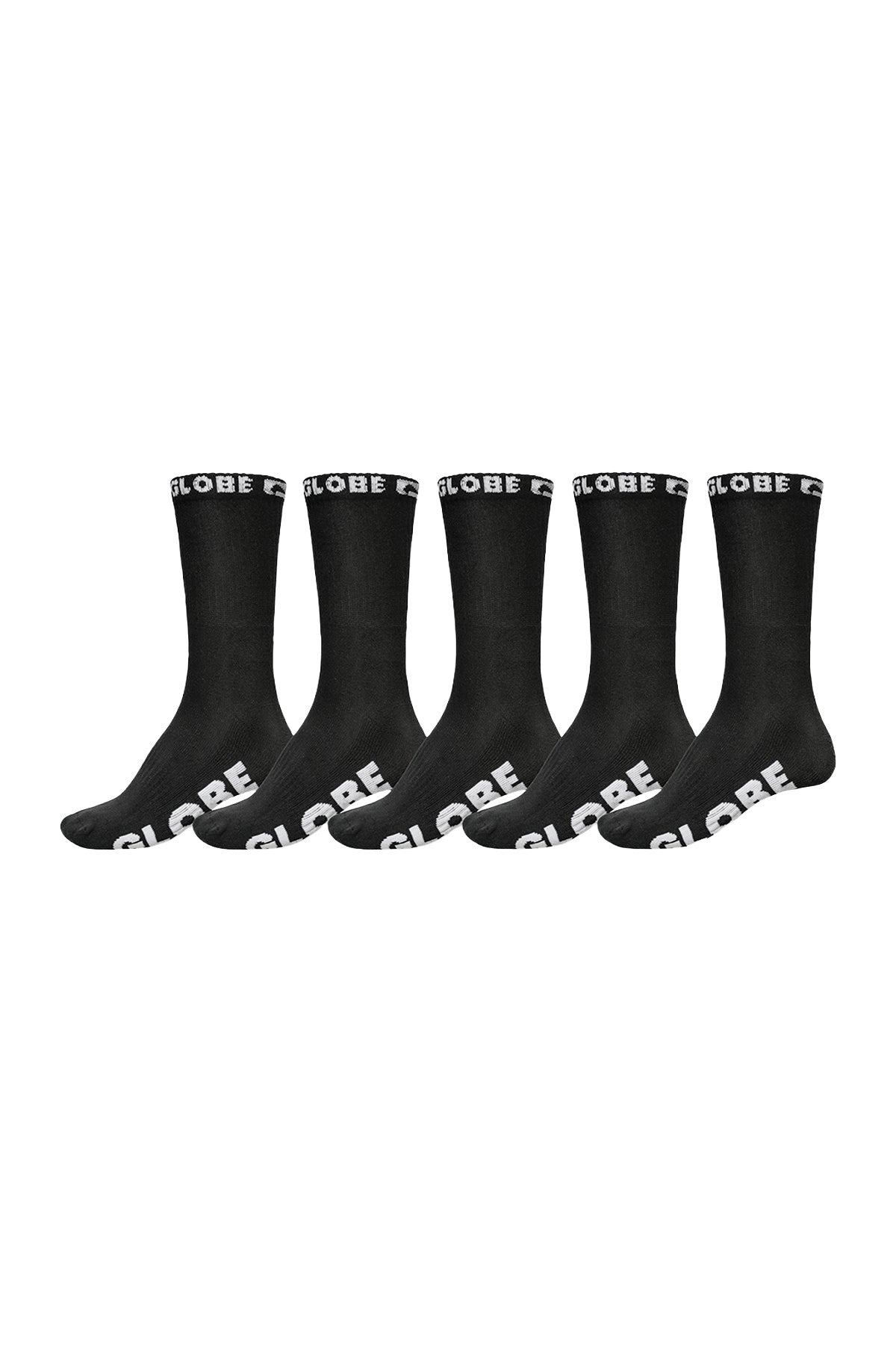 GLOBE MENS BLACKOUT CREW SOCKS 5 PACK HO25 BLACK