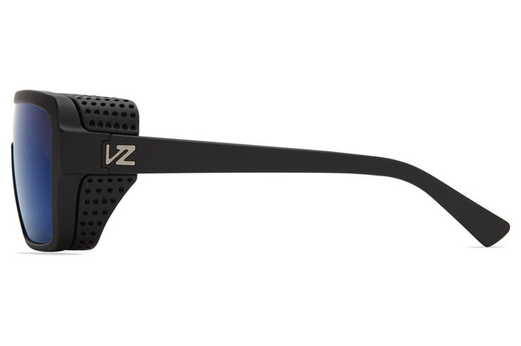 VONZIPPER DEFENDER BLACK SATIN SUNGLASSES w/ BLU FLSH PLR LENS