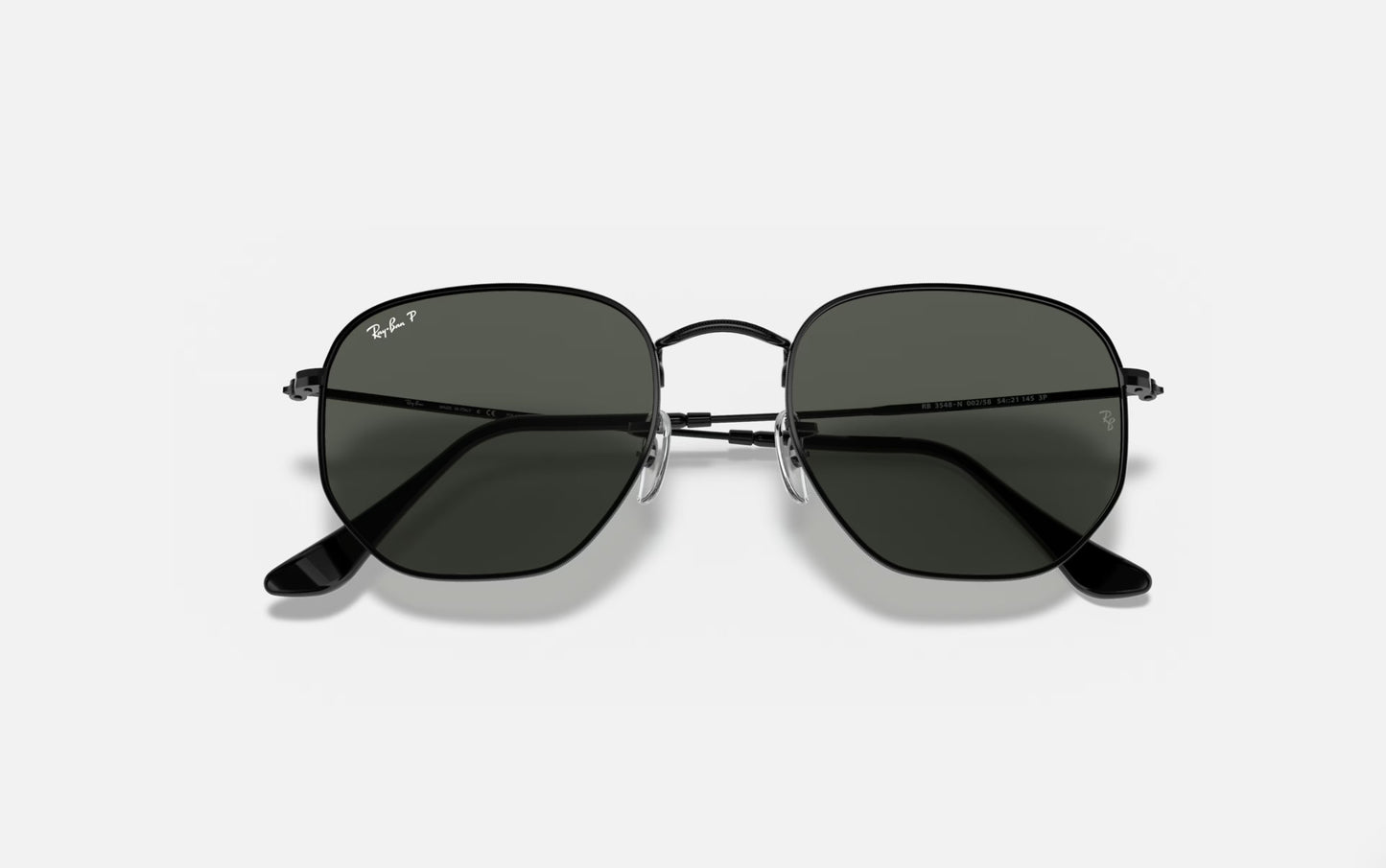 RAY-BAN HEXAGONAL SUNGLASSES BLACK w/ PLR G-15 GRN