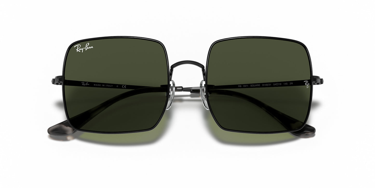 RAY-BAN SQUARE 1971 SUNGLASSES BLACK w/ G-15 GRN