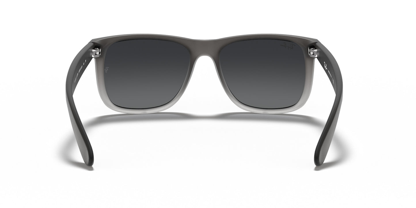 RAY-BAN JUSTIN SUNGLASSES RUBBER GRY ON CLEAR GRY LT w/ GRY MRR SILVER