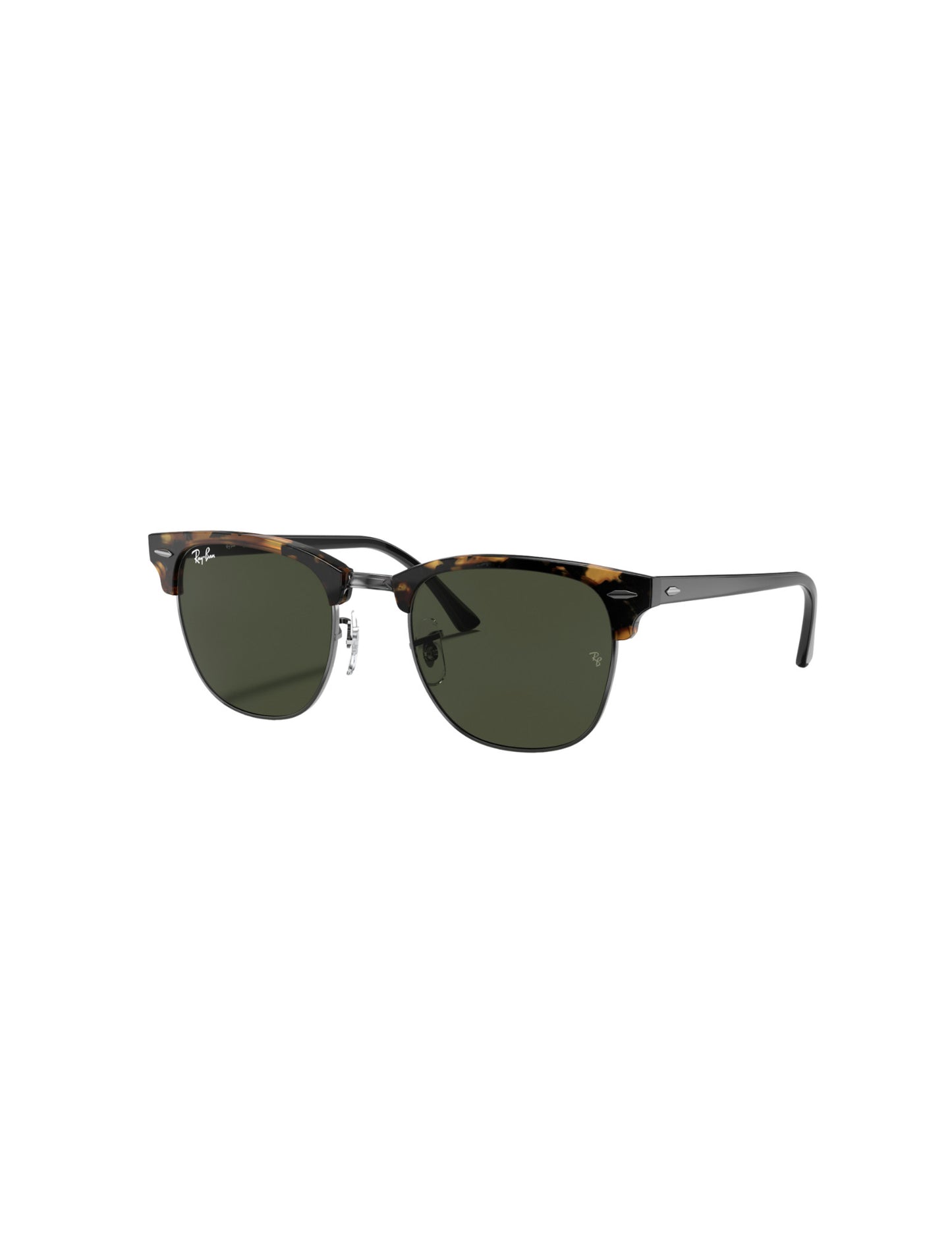 RAY-BAN CLUBMASTER SUNGLASSES FLECK BLK HAVANA w/ G15 GRN