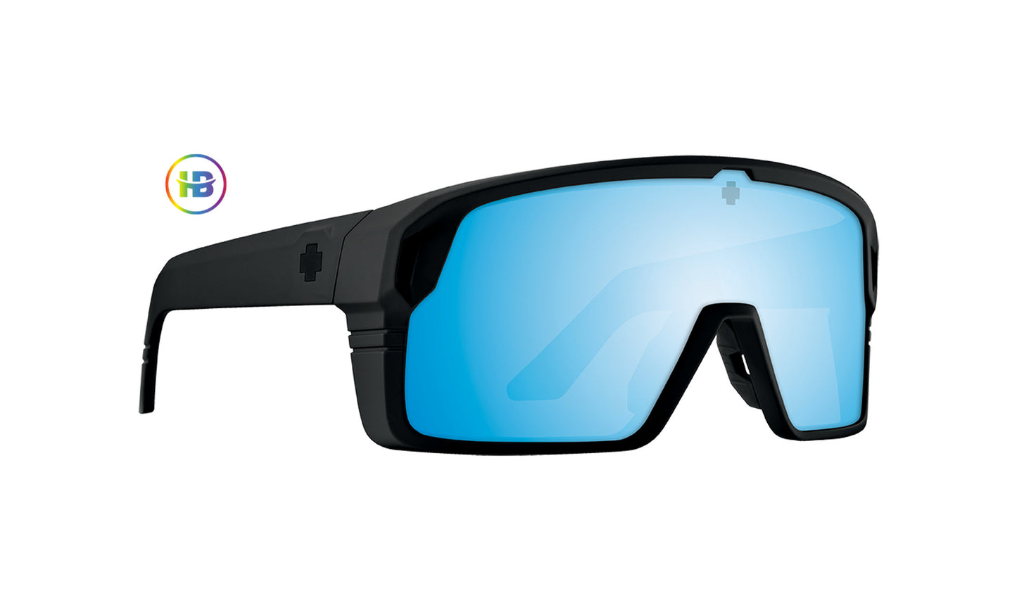 SPY MONOLITH MATTE BLACK SUNGLASSES w/ HB BRNZ PLR ICE BLU SPEC MRR