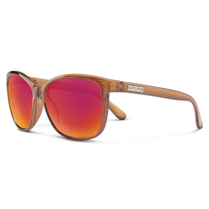 SUNCLOUD SASHAY CRYSTAL AMBER SUNGLASSES w/ RED MIR PLR LENS
