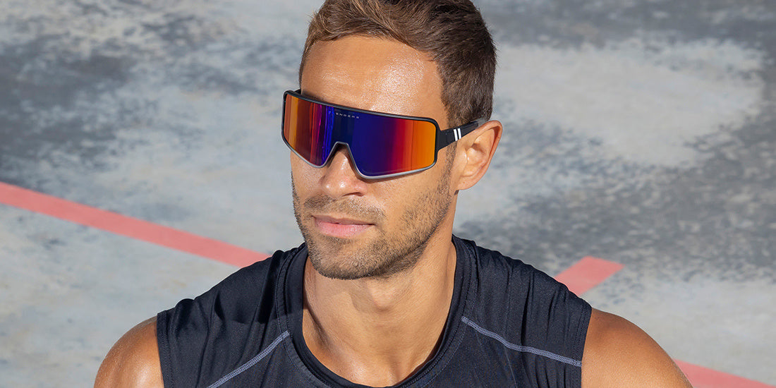 BLENDERS ECLIPSE PHANTOM BOSS MATTE BLACK SUNGLASSES w/ RED BLUE RNBW PLR LENS
