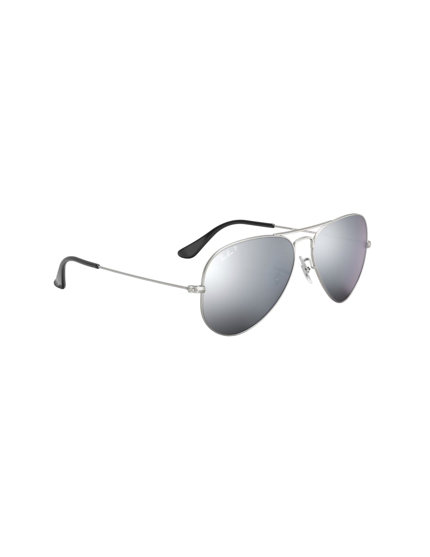 RAY-BAN AVIATOR LARGE METAL SUNGLASSES SLVR w/ PLR DRK GRY MRR