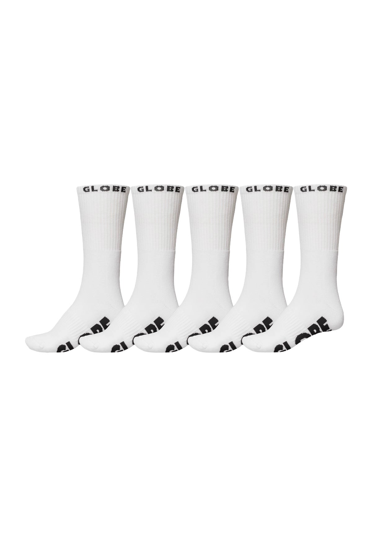 GLOBE MENS WHITEOUT CREW SOCKS 5 PACK HO25 WHITE