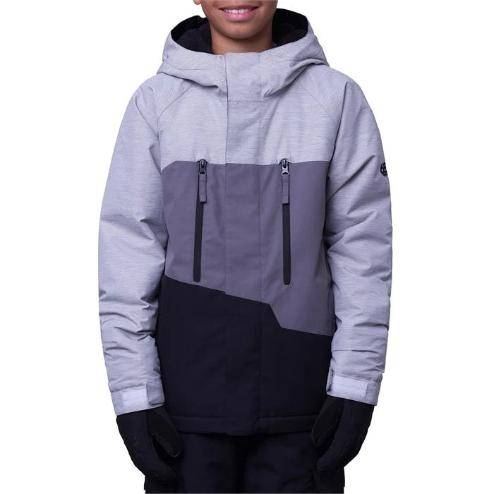 2025 686 BOYS GEO INSULATED JACKET WHITE HEATHER CLRBLK
