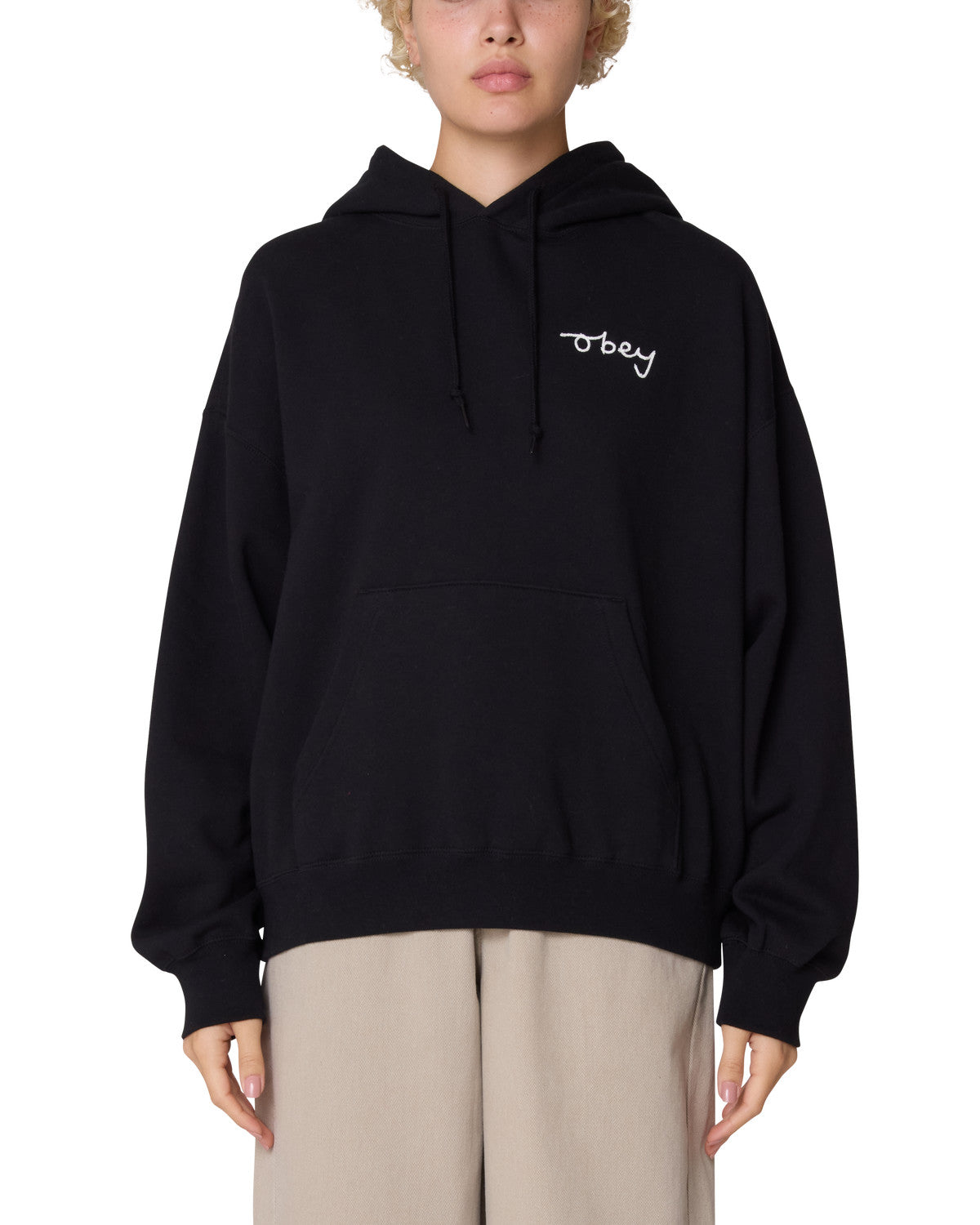 OBEY WMNS CHAINSTITCH BAGGY RELAXED HOODY FA25 DIGITAL BLACK