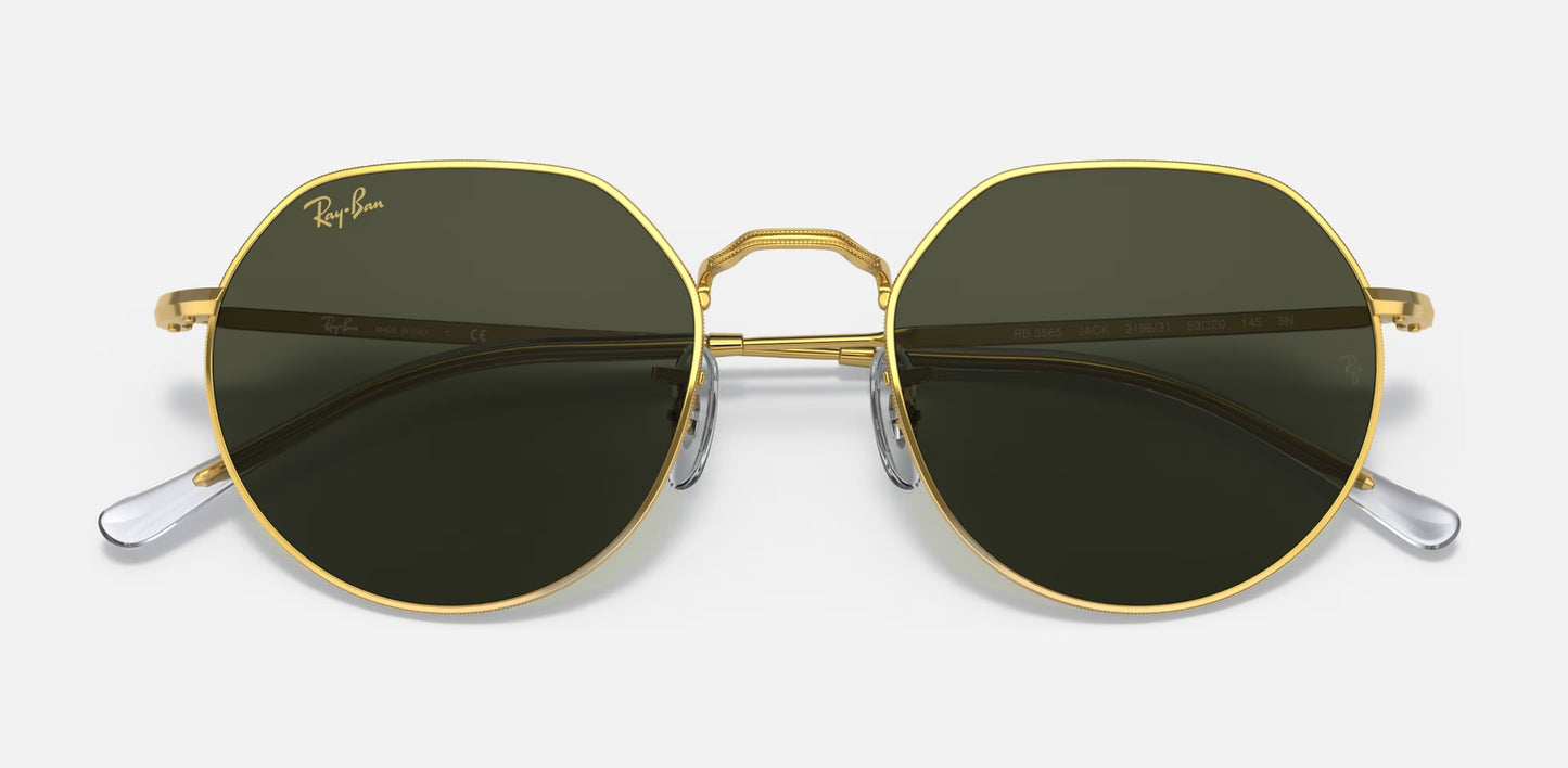 RAY-BAN JACK SUNGLASSES GOLD w/ GREEN