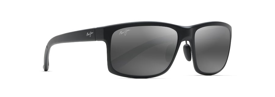 MAUI JIM POKOWAI ARCH MATTE BLACK SUNGLASSES w/ NEUTREL GRY PLR LENS