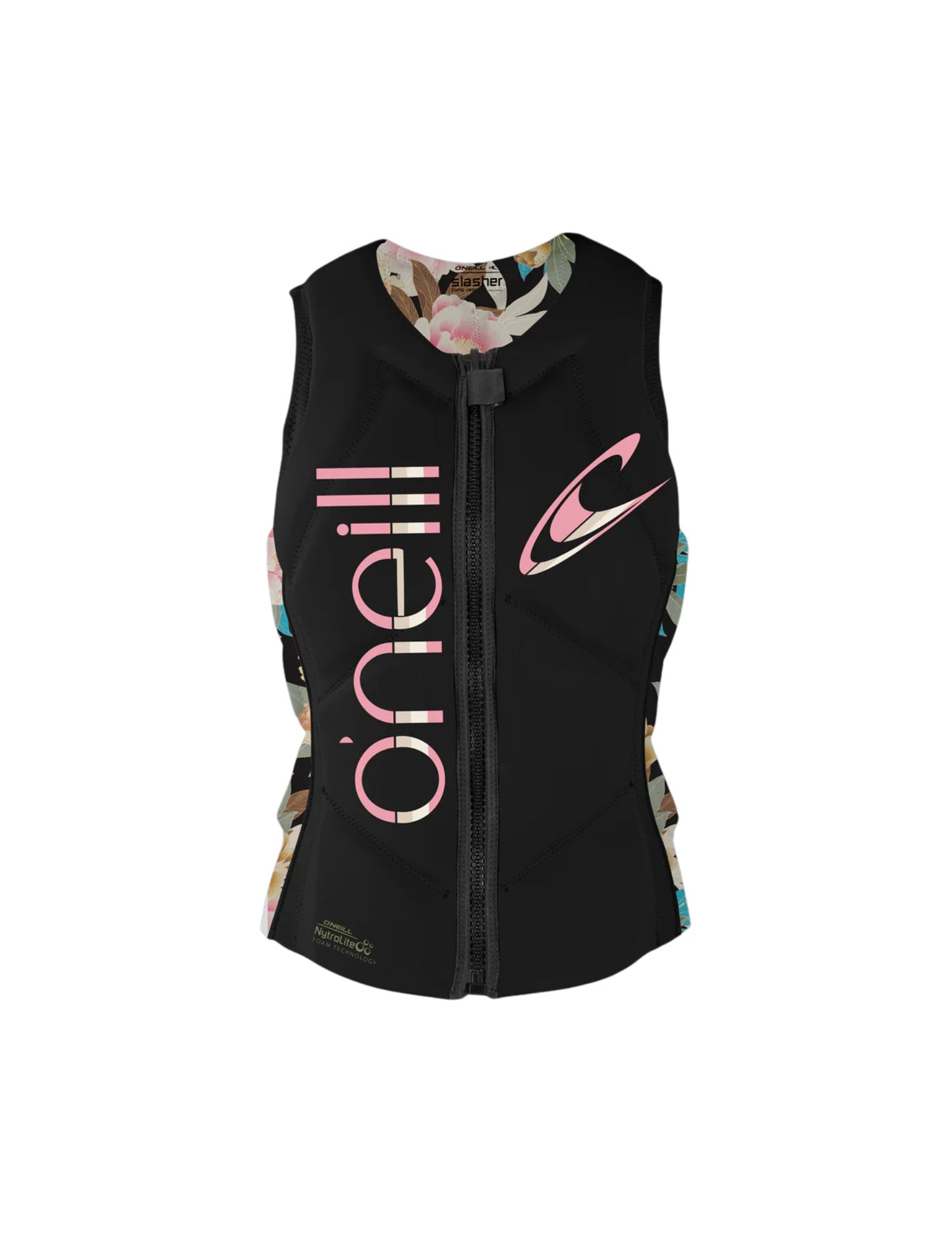 2025 O'NEILL WMNS SLASHER FULL-ZIP COMP VEST BLK/MIKAHFLOR