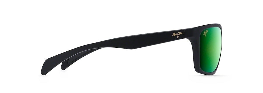 MAUI JIM MAKOA MATTE BLACK SUNGLASSES w/ GRN MIR PLR LENS