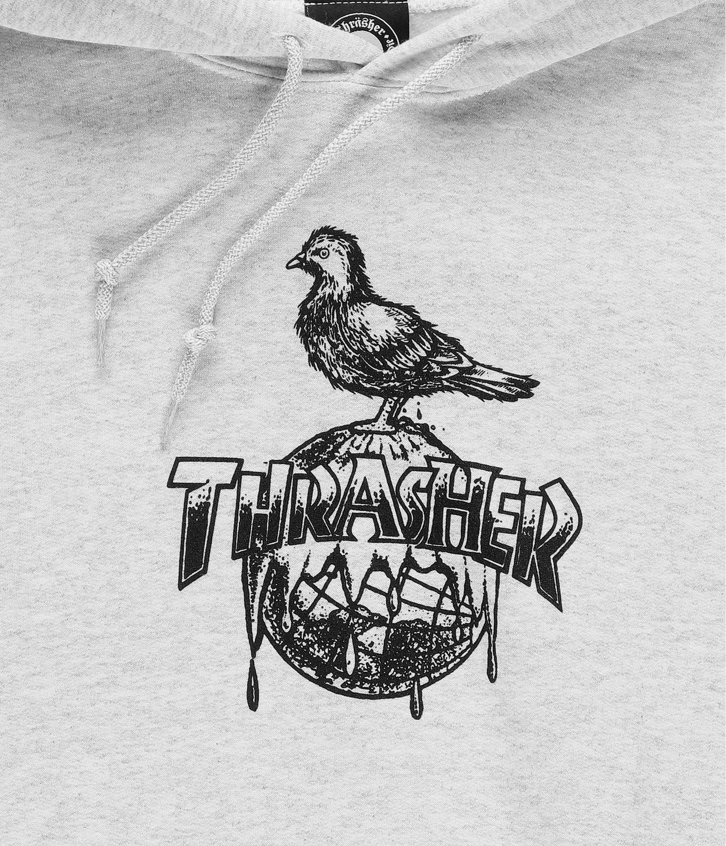 THRASHER X ANTIHERO MENS COVER THE EARTH HOODY SU24 ASH GREY
