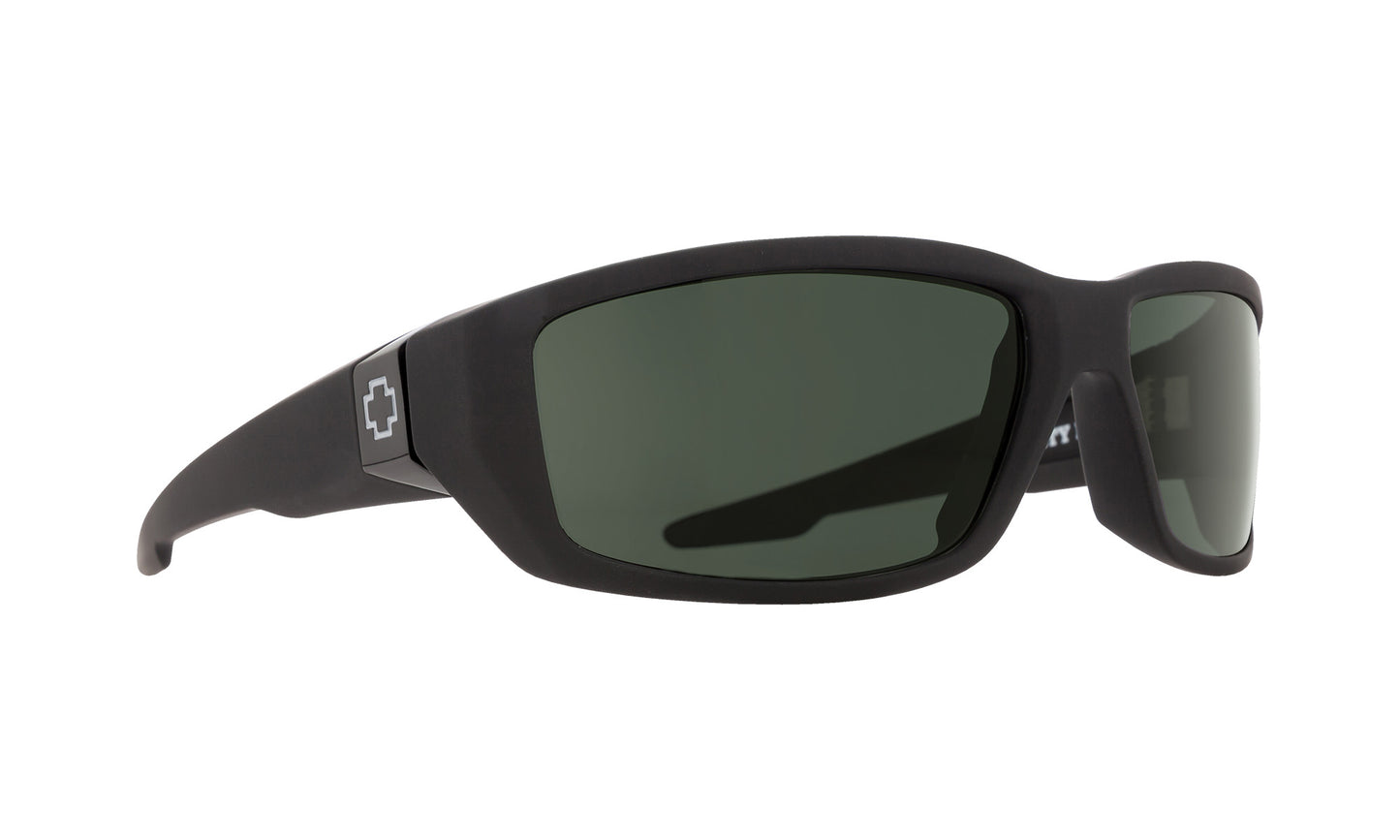 SPY DIRTY MO SOFT MATTE BLACK SUNGLASSES w/ HAPPY GRY GRN PLR