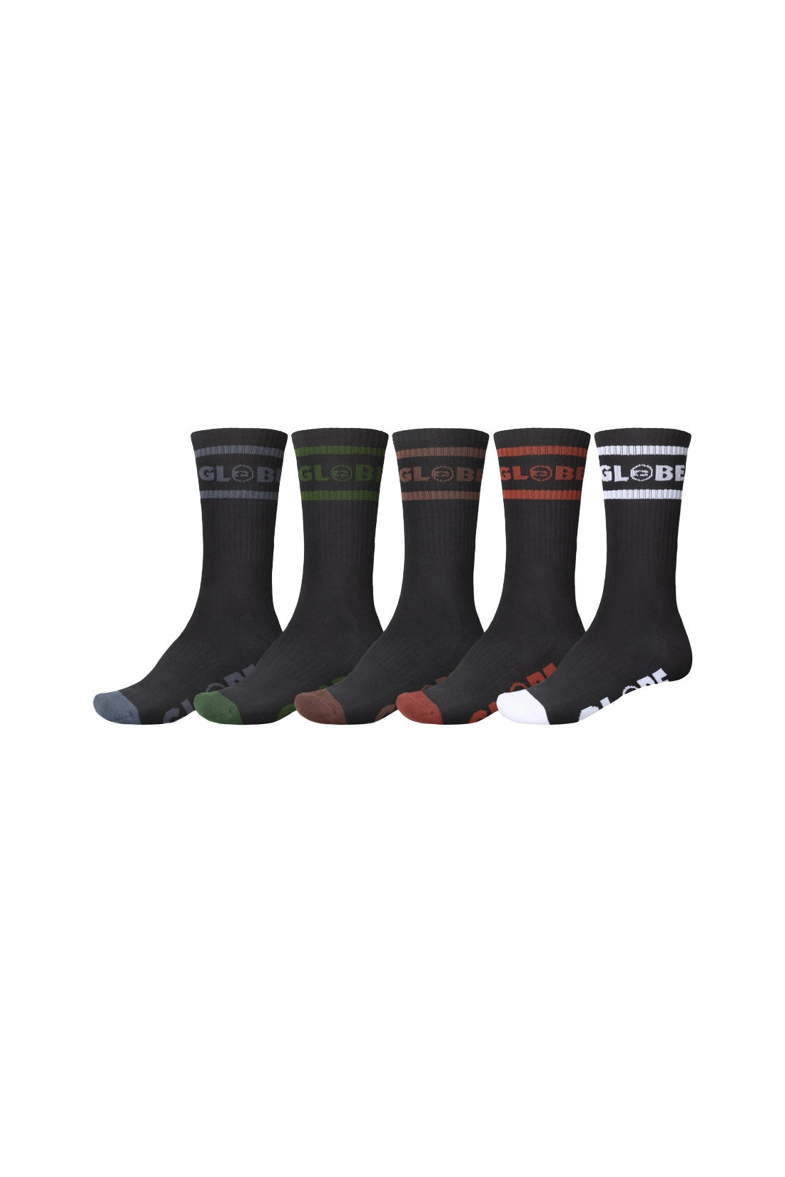 GLOBE TILT HI 5 PACK CREW SOCKS CRYOVR BLACK/ASSORTED