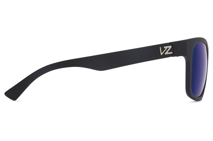 VONZIPPER BAYOU BLACK SATIN SUNGLASSES w/ BLU FLSH PLR LENS