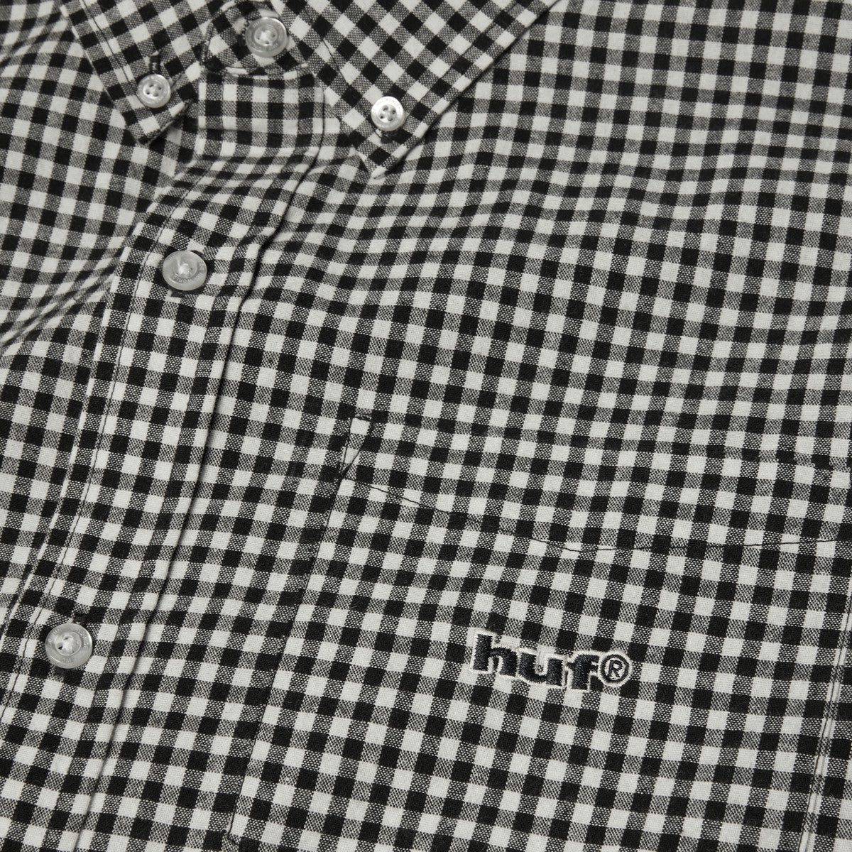 HUF MENS 89 MICRO GINGHAM OXFORD SS SHIRT SP26 BLACK/WHITE