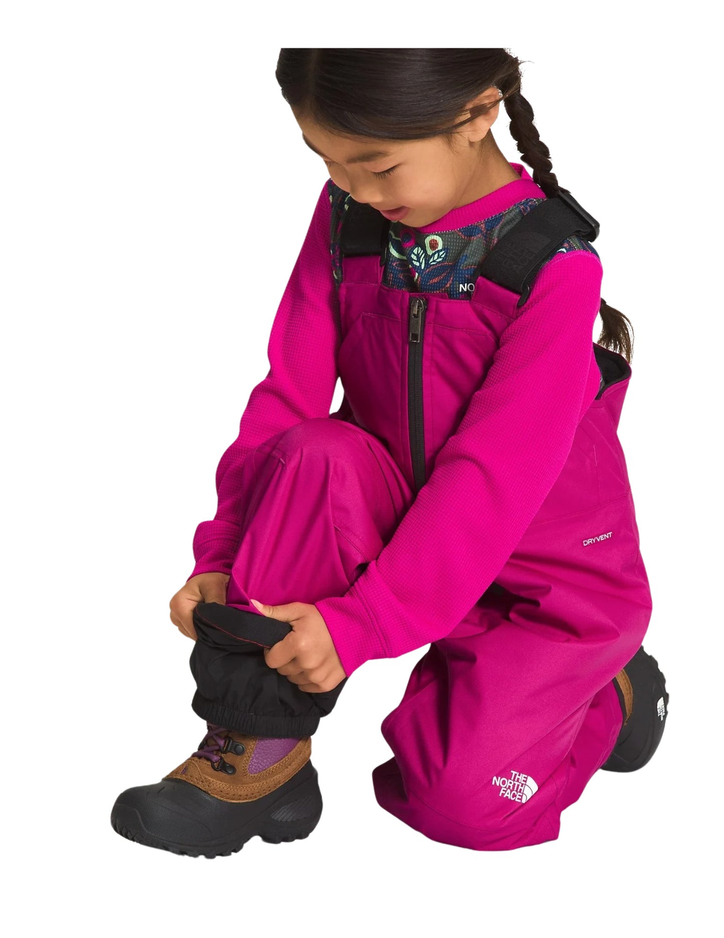 2023 TNF KIDS FREE INS BIB SNOW PANT FUSCHIA PINK