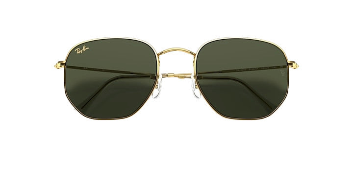 PLX RAY-BAN HEXAGONAL SUNGLASSES GOLD w/ GRN