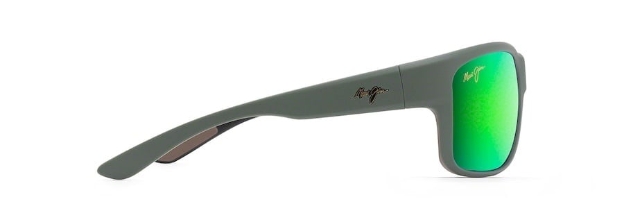 MAUI JIM SOUTHERN CROSS KHAKI BROWN BLACK SUNGLASSES w/ GRN MIR PLR LENS