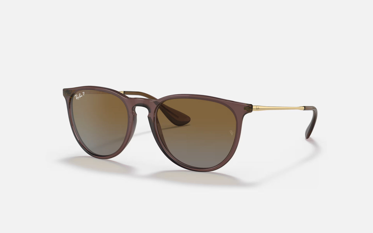 RAY-BAN ERIKA SUNGLASSES TRANSPARENT DARK BROWN w/ BRN GRD PLR
