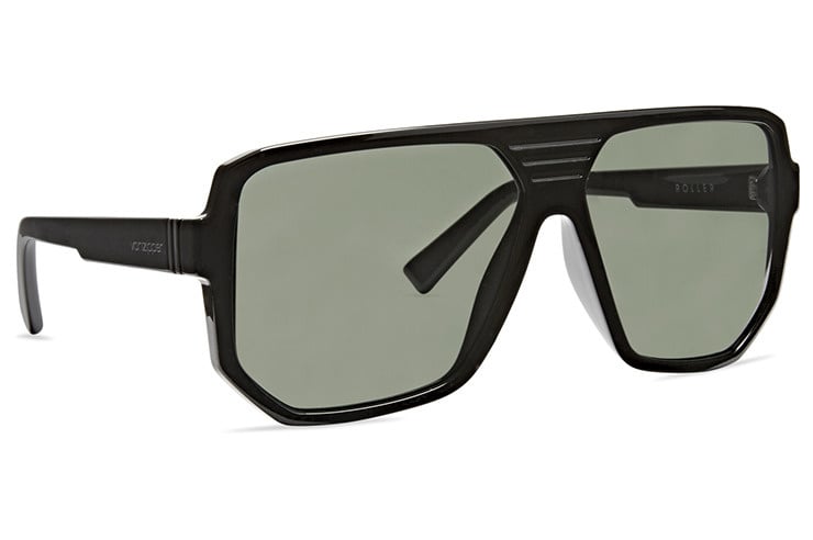 VONZIPPER ROLLER BLACK GLOSS SUNGLASSES w/ VINTAGE GRY LENS