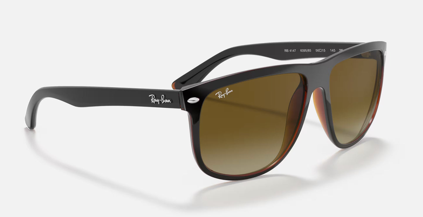RAY-BAN BOYFRIEND SUNGLASSES BLACK ON BROWN w/ BRWN GRAD DK BRWN