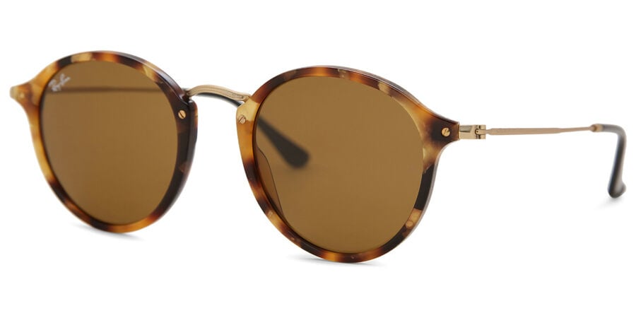 RAY-BAN ROUND SUNGLASSES SPOTTED BRN HAVANA w/ B-15 BRN