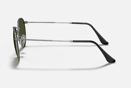RAY-BAN ROUND METAL SUNGLASSES MATTE GUNMETAL w/ G-15 GREEN