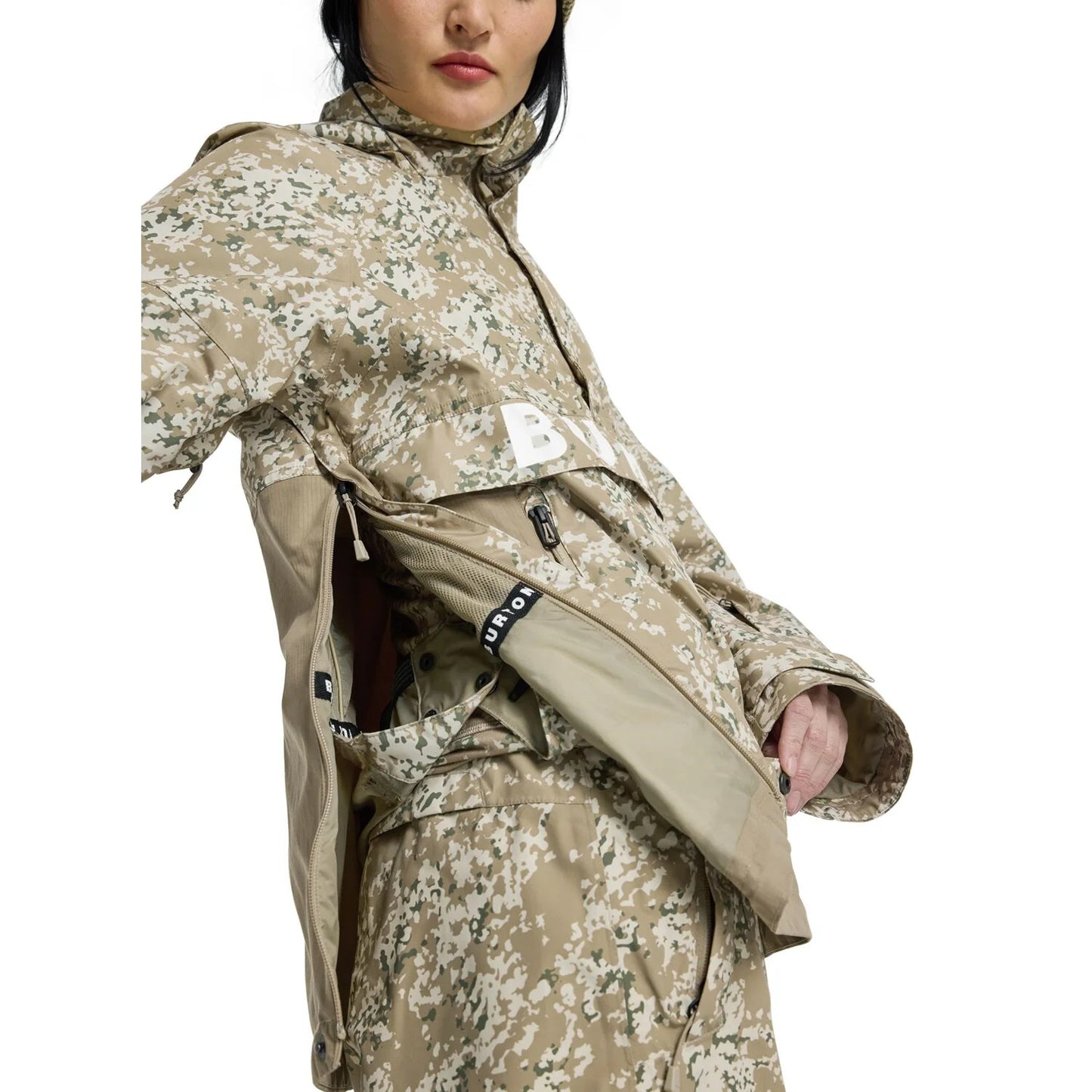 2025 BURTON WMNS FROSTNER ANORAK SNOWFALL CAMO/SMT TAUPE
