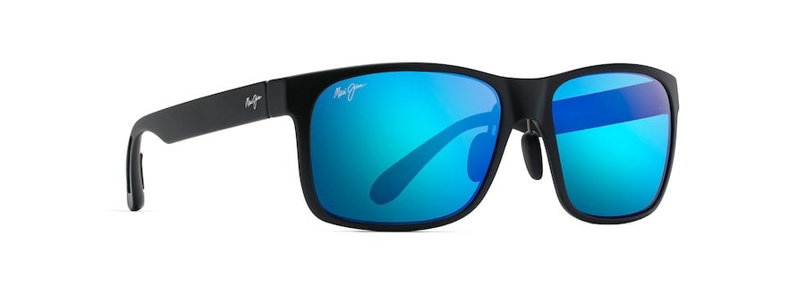 MAUI JIM RED SANDS MATTE BLACK SUNGLASSES w/ BLU HAWAII PLR LENS