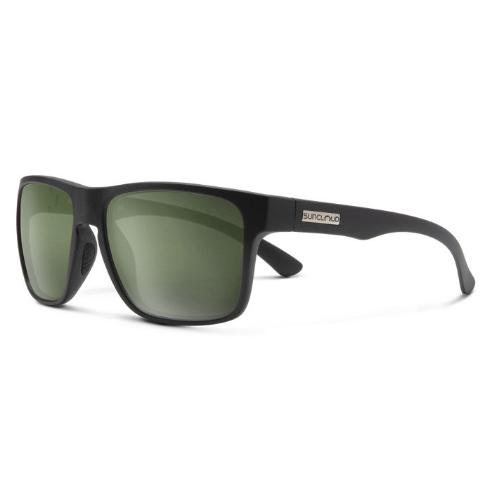 SUNCLOUD RAMBLER MATTE BLACK SUNGLASSES w/ GRN PLR LENS