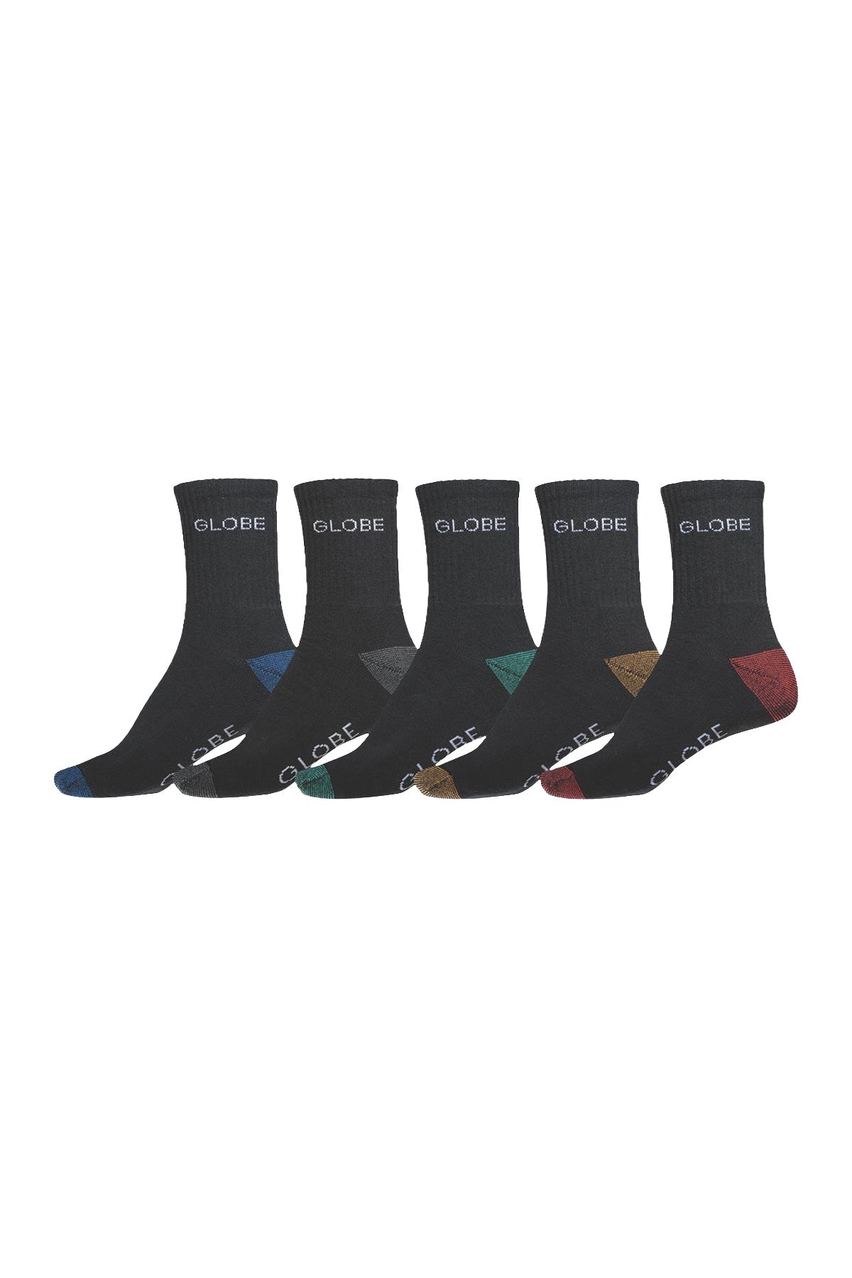 GLOBE MENS INGLES CREW SOCKS 5 PACK HO25 BLACK