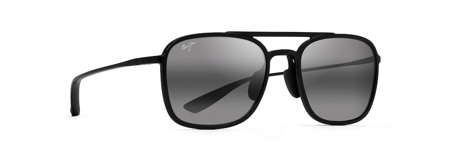 MAUI JIM KEOKEA GLOSS BLACK SUNGLASSES w/ NTRL GRY PLR LENS