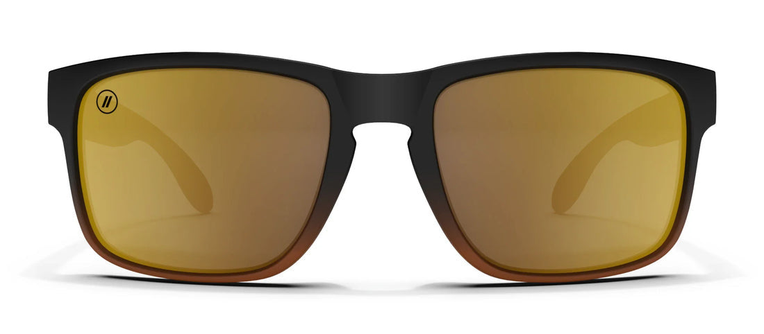 BLENDERS CANYON GOLD PUNCH BLACK SUNGLASSES w/ COPPER PLR LENS