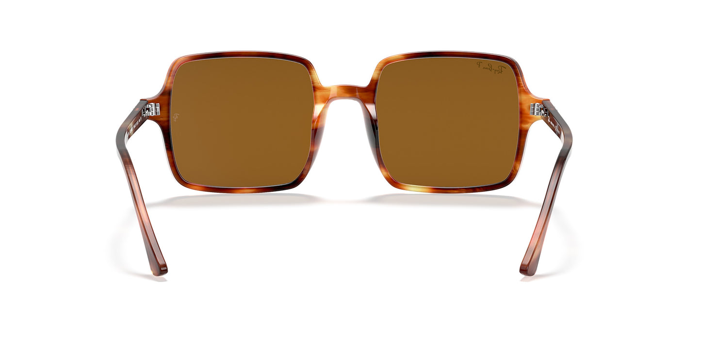 RAY-BAN SQUARE II SUNGLASSES STRIPED HAVANA w/ B-15 PLR BRN