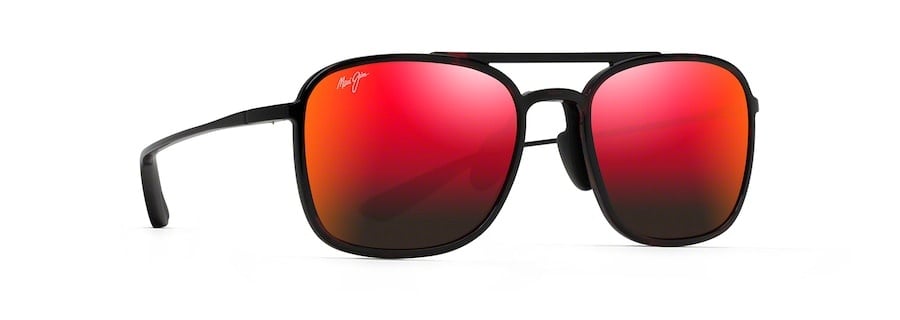 MAUI JIM KEOKEA RED BLACK TORT SUNGLASSES w/ HAWAII LAVA PLR LENS